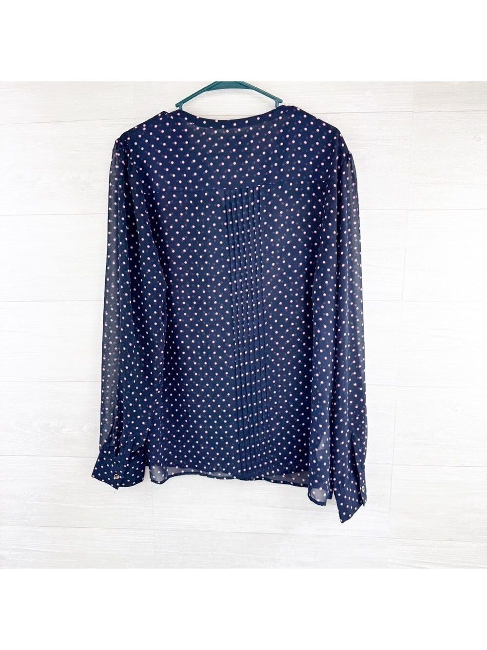 Long Tall Sally Polka Dot Semi Sheet Button Down Top - Picture 3 of 6
